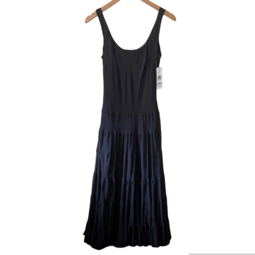 Evan Picone Black Chiffon Ruffled Maxi Dress